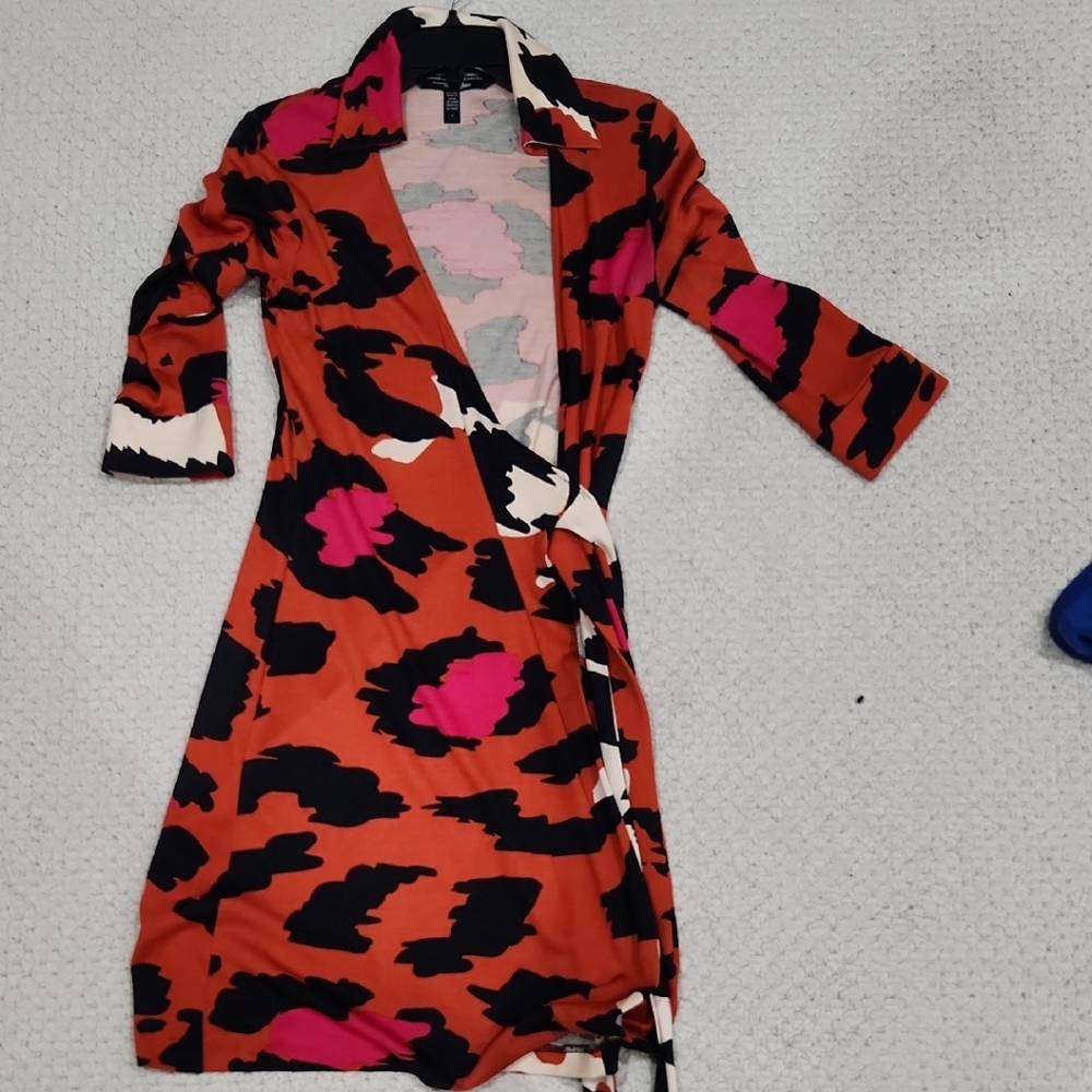 Diane Von Furstenberg for Neiman Marcus Red, Black, a Pink Wrap Dress (leopard)